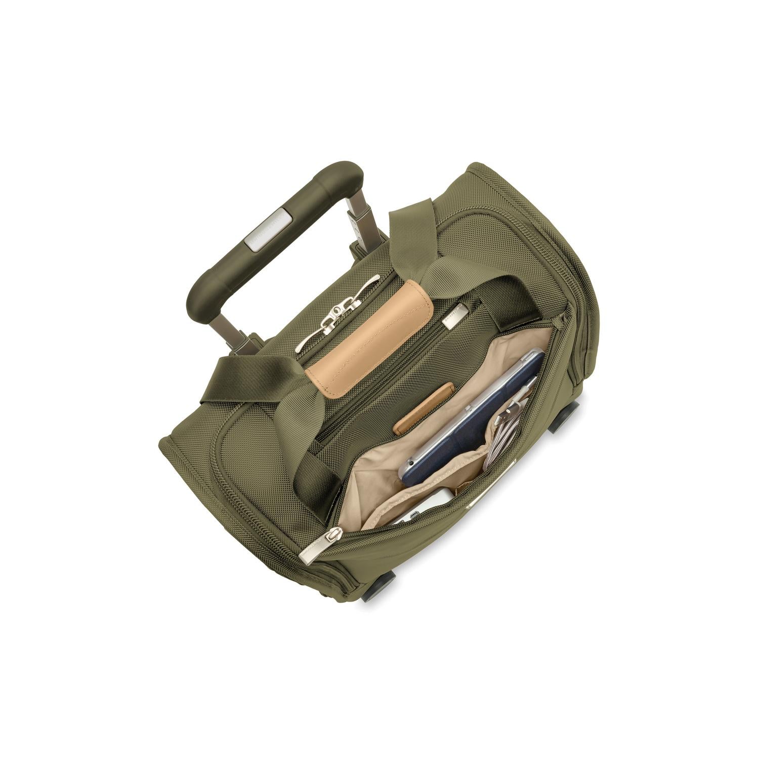 Briggs and Riley Cabin Spinner Olive Top Pocket