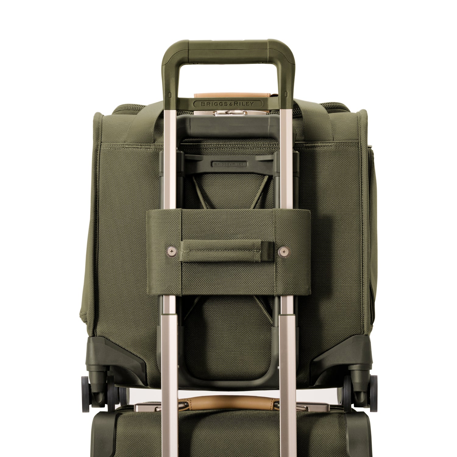 Briggs and Riley Cabin Spinner Olive Interlocking Handle System
