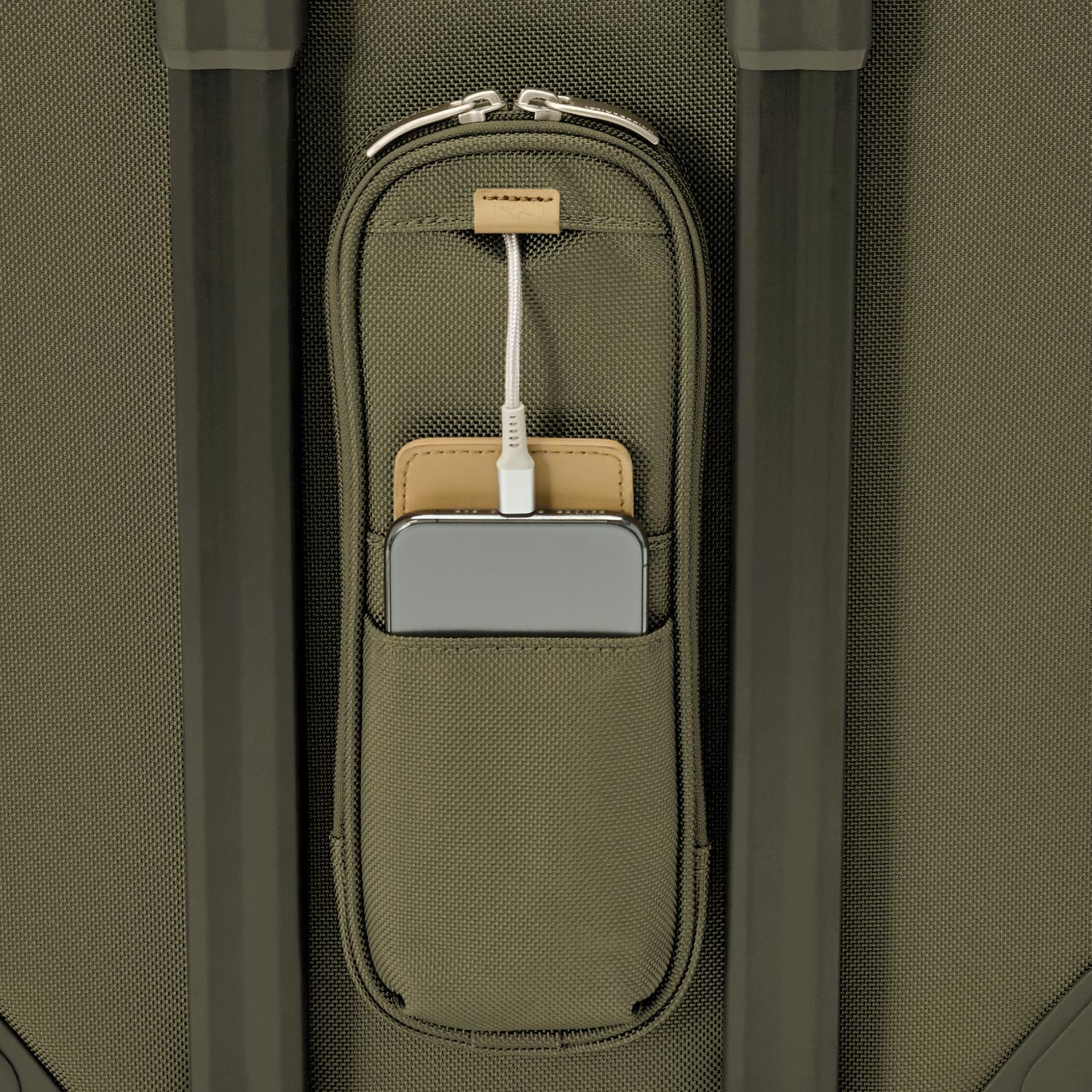 Briggs and Riley Global Carry-On Spinner Olive Back Pocket