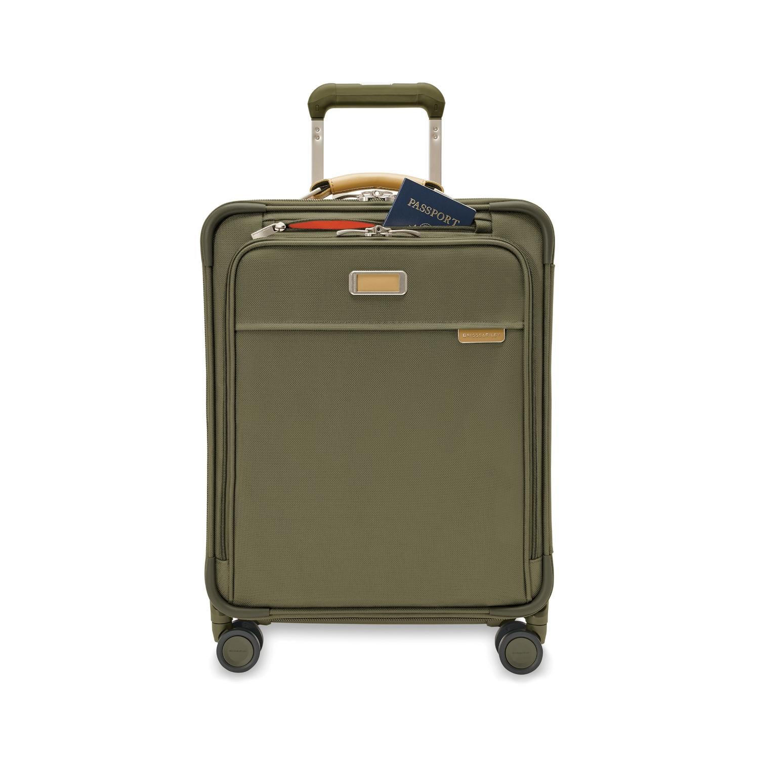 Briggs and Riley Global Carry-On Spinner Olive Front Pocket