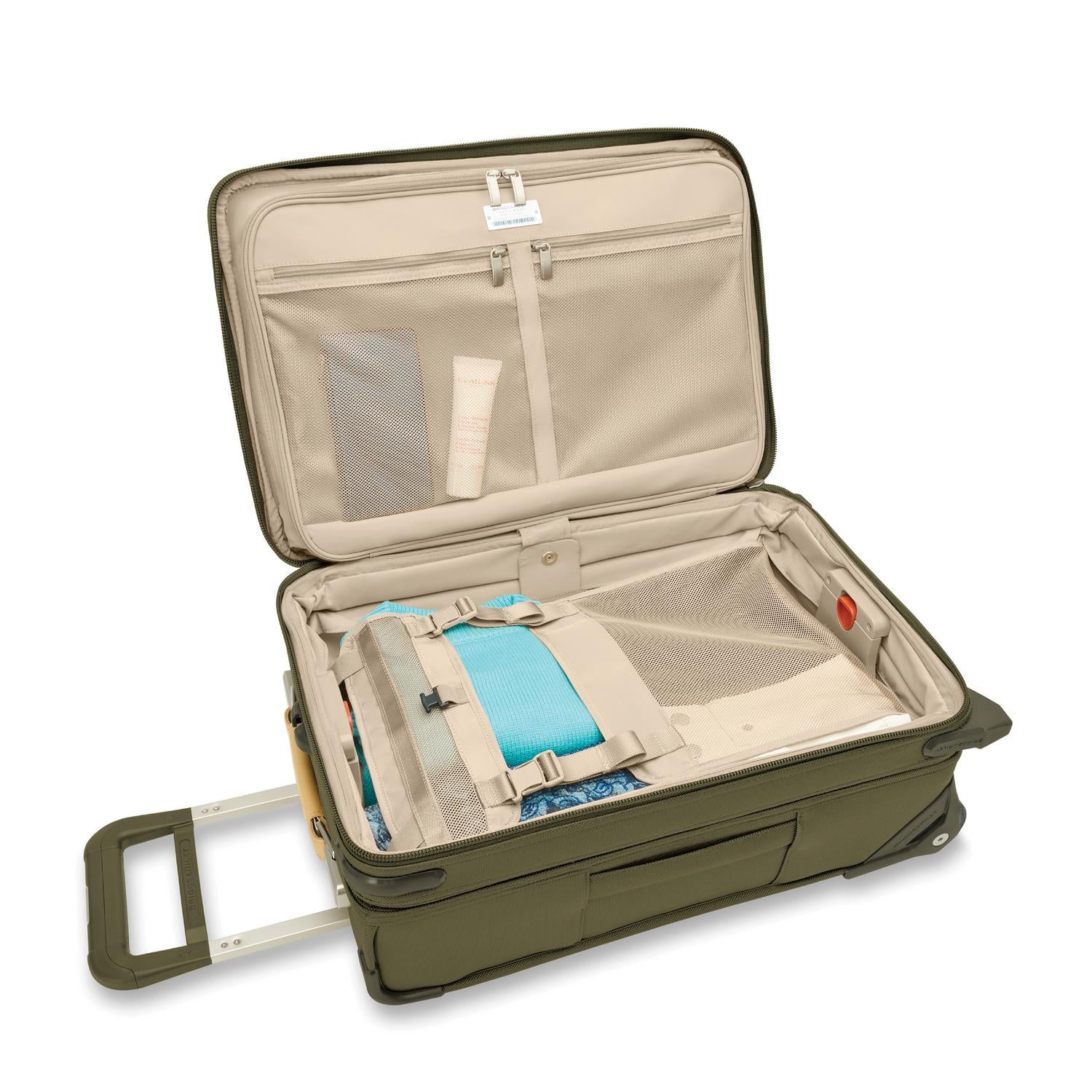 Briggs and Riley Essential 2-Wheel Carry-On Olive Open Packed