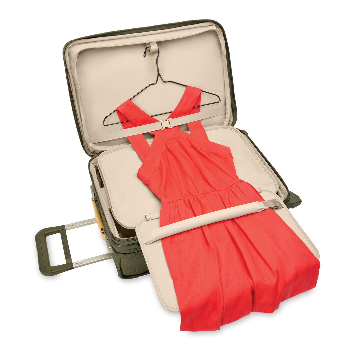 Briggs and Riley Essential 2-wheel Carry-On Olive Open View