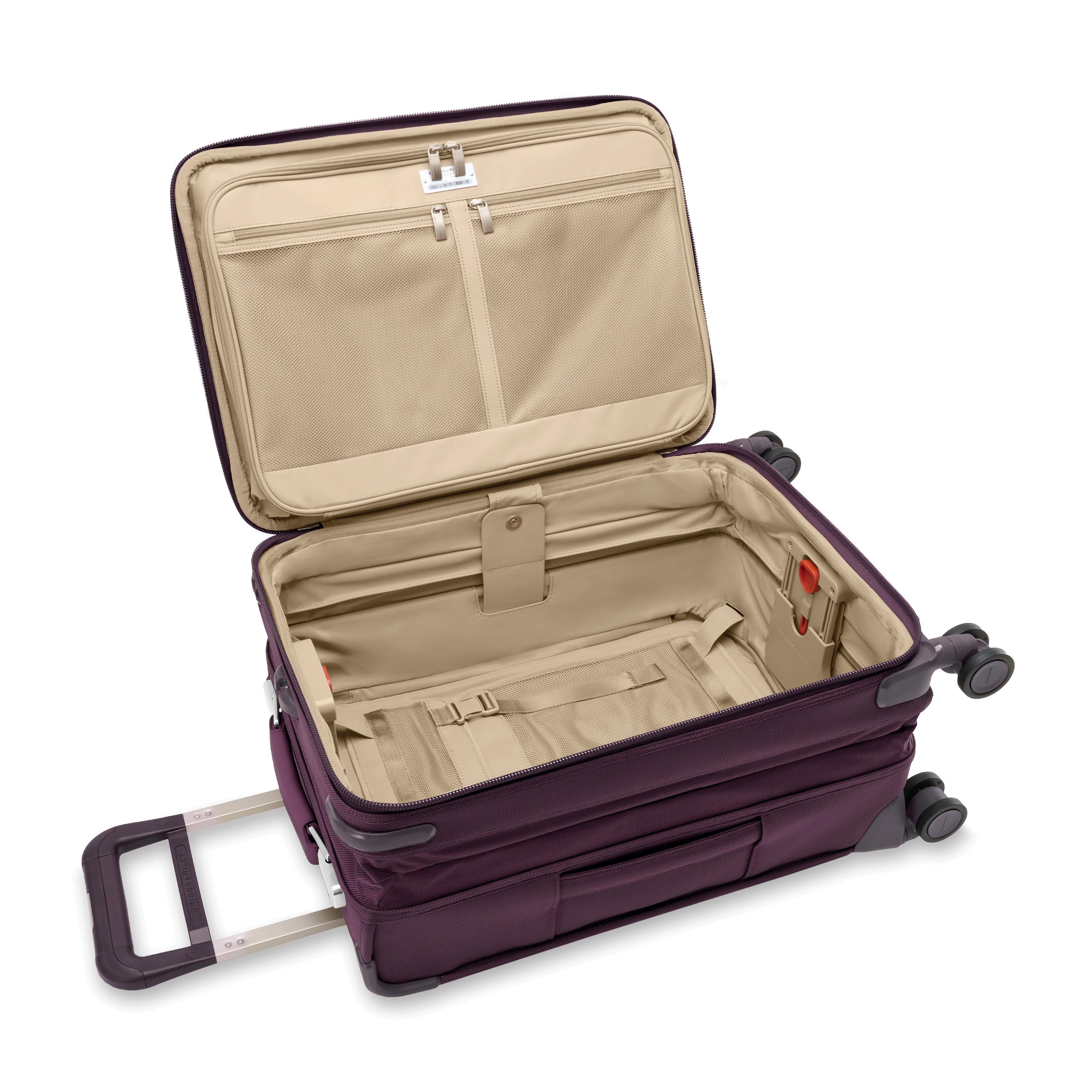 Baseline Essential 22" Carry-On Expandable Spinner Plum Open