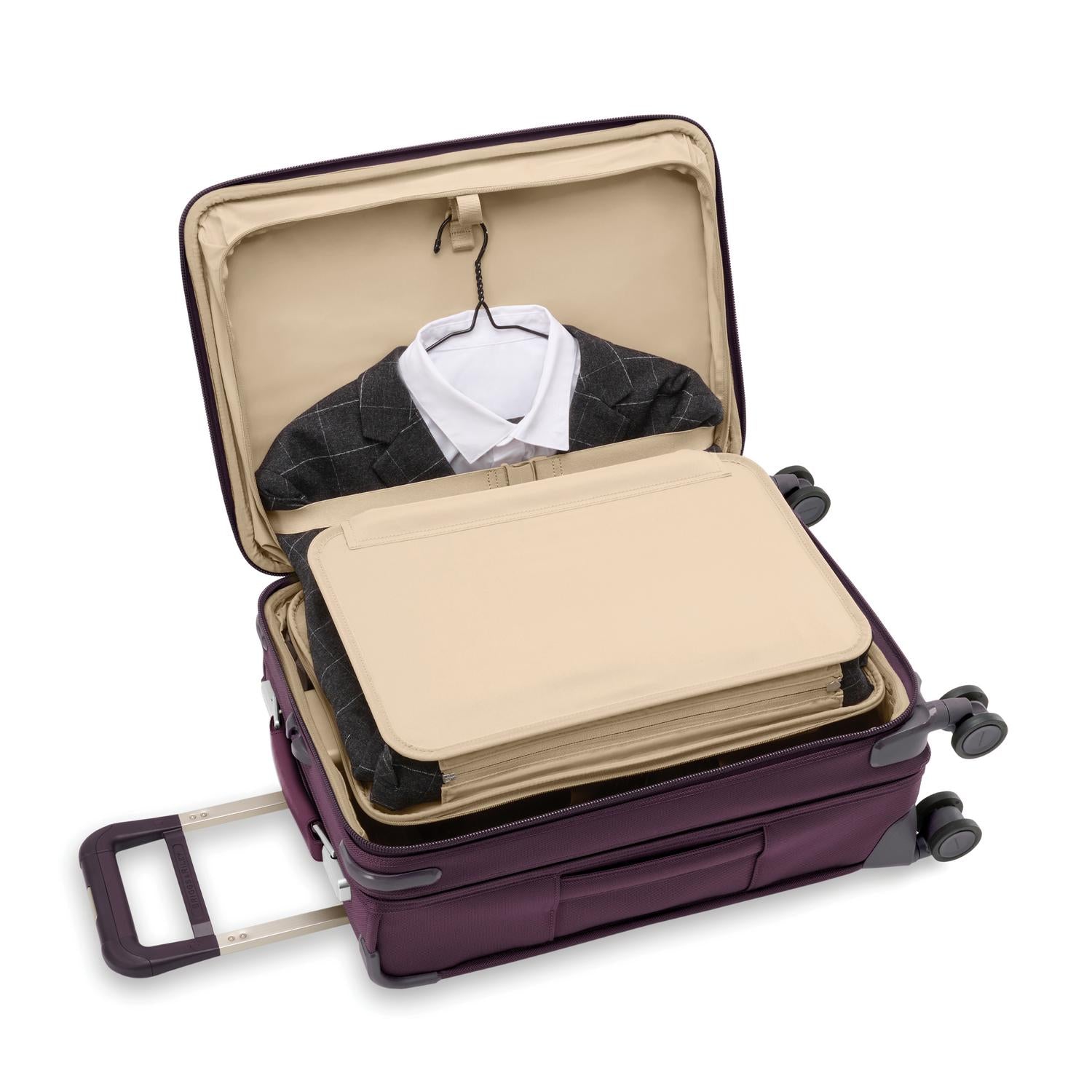 Baseline Essential 22" Carry-On Expandable Spinner Plum Garment Folder