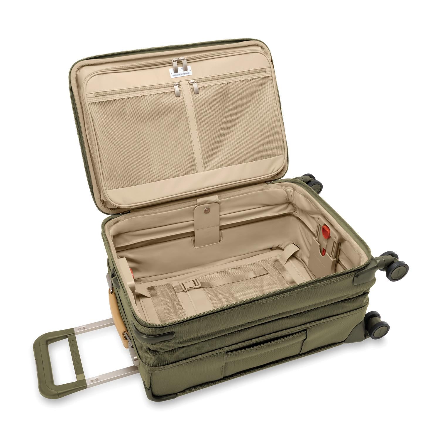 Briggs and Riley Essential Carry-On Spinner Olive Open View
