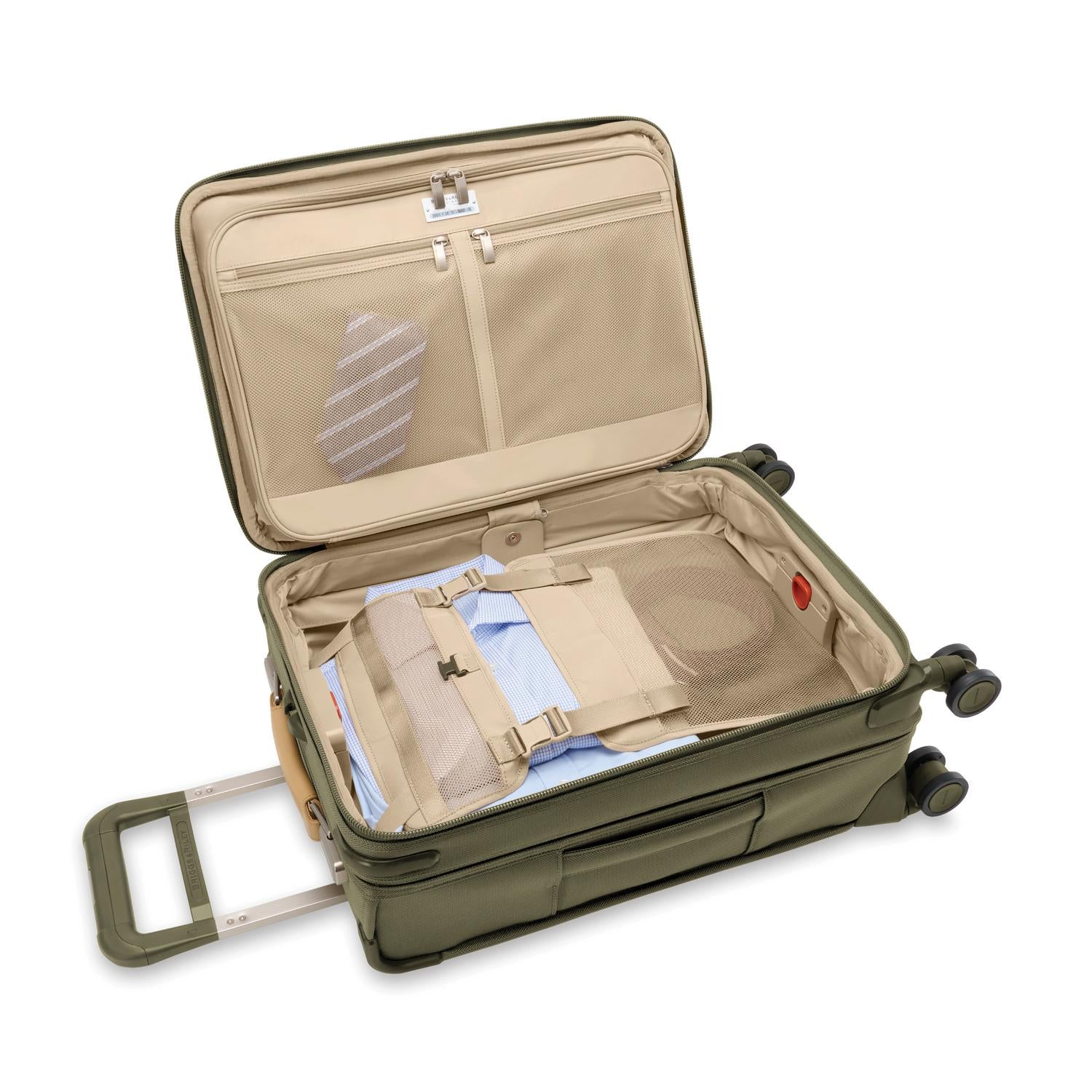 Briggs and Riley Essential Carry-On Spinner Olive Open