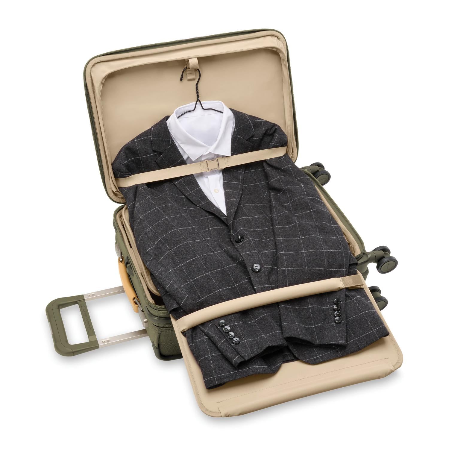 Briggs and Riley Essential Carry-On Spinner Olive Open View