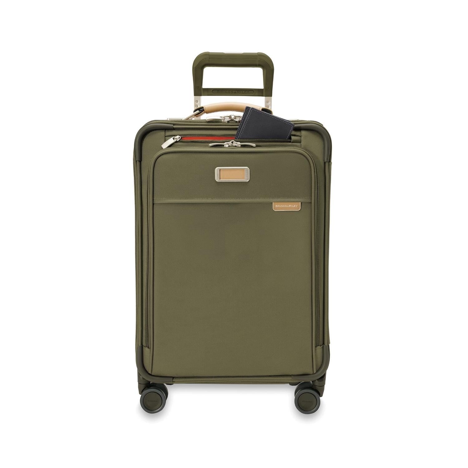 Briggs and Riley Essential Carry-On Spinner Olive Front Pocket