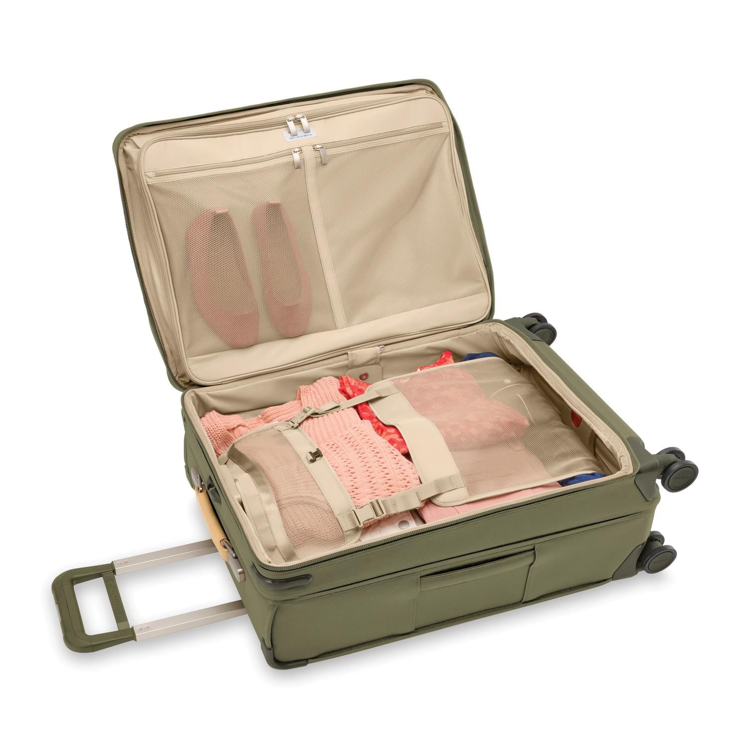 Briggs and Riley Medium Expandable Spinner Olive Open Packed