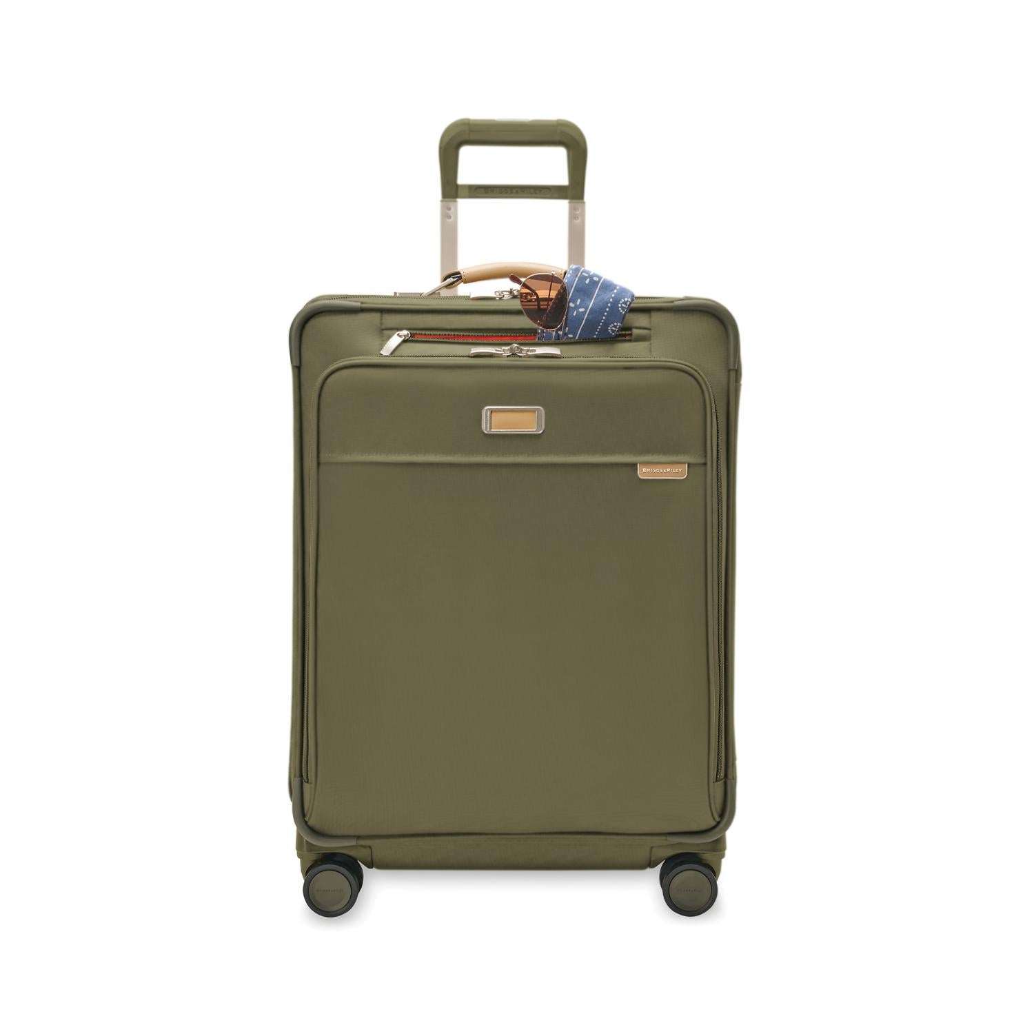Briggs and Riley Medium Expandable Spinner Olive Front Pocket
