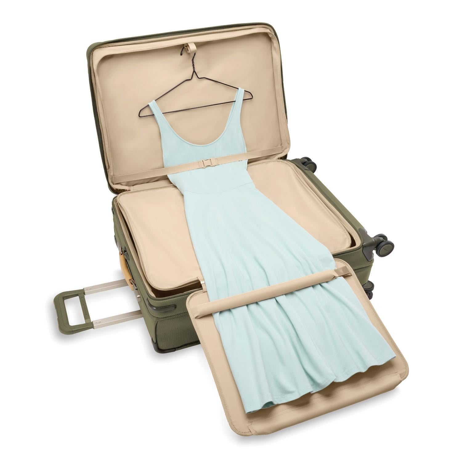 Briggs and Riley Large Expandable Spinner Olive Open View