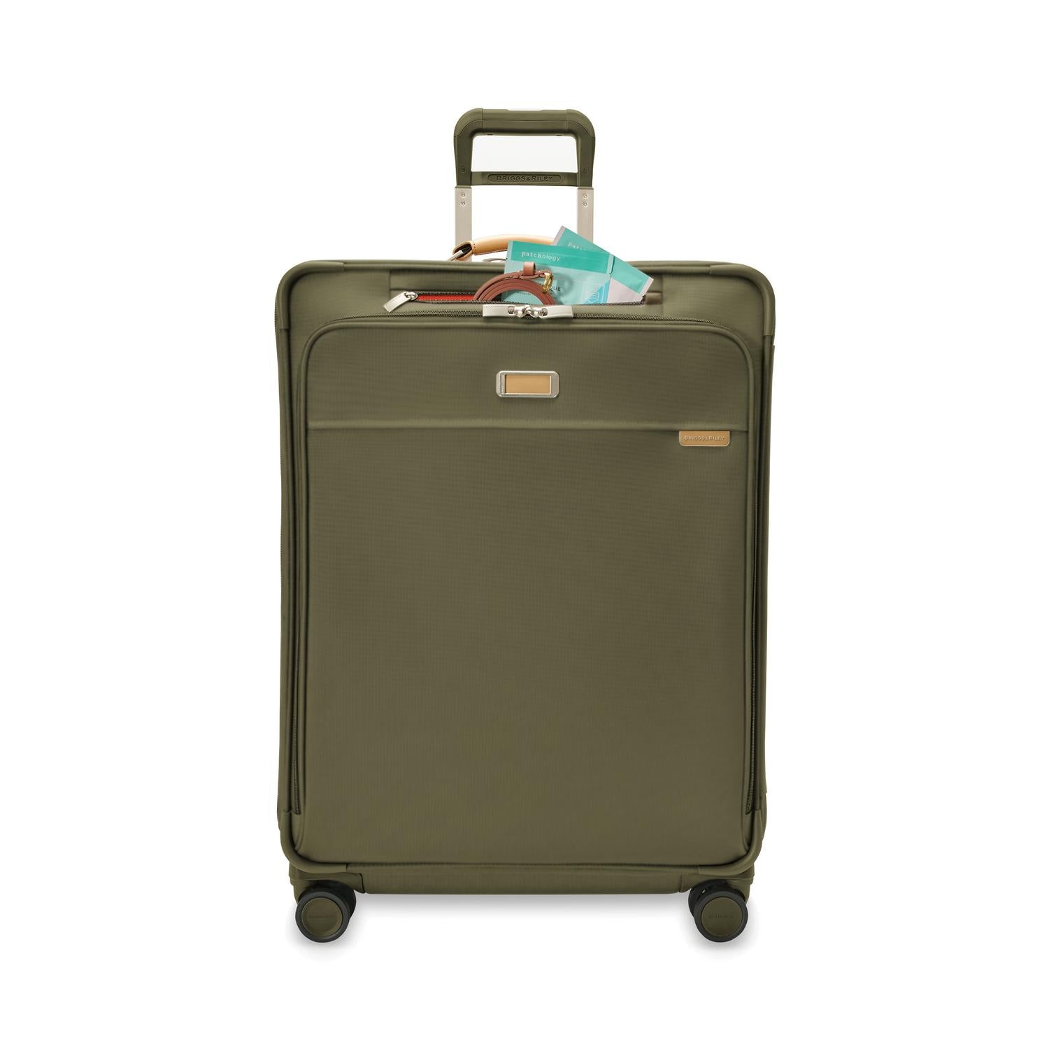 Briggs and Riley Large Expandable Spinner Olive Front Pocket