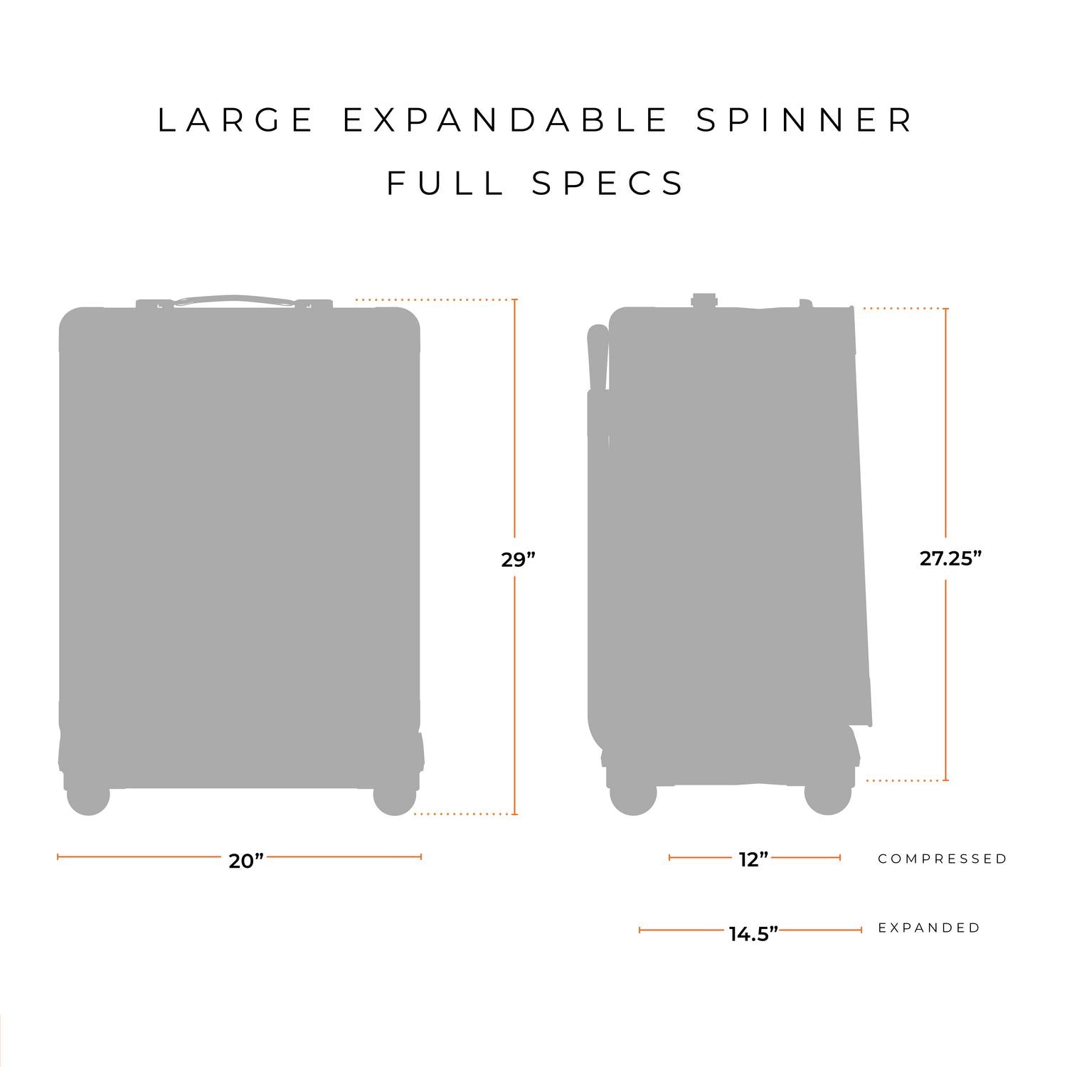 Briggs and Riley Large Expandable Spinner Full Specs 20"x29"12" compressed or 14.5" expanded