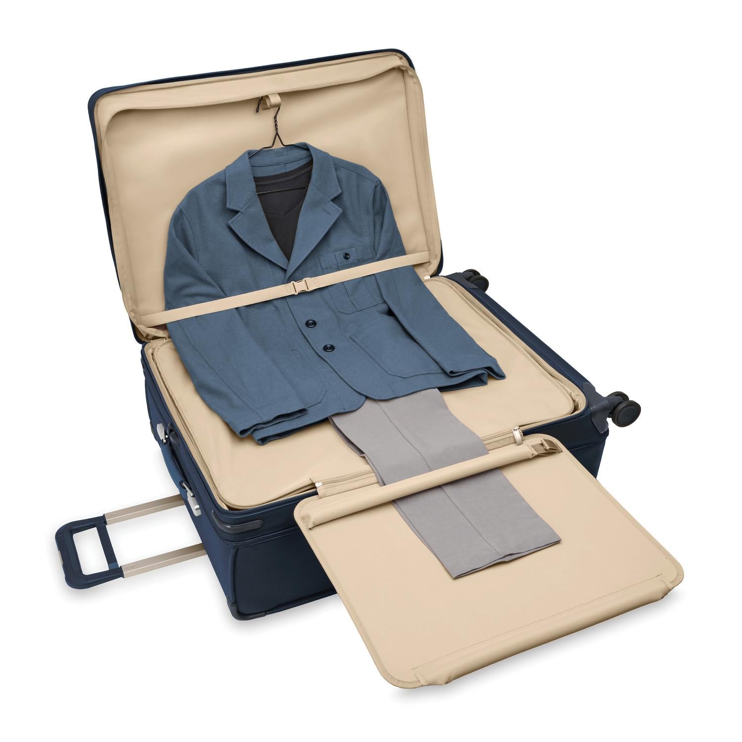 Briggs and Riley Extra Large Expandable Spinner Navy Top Open